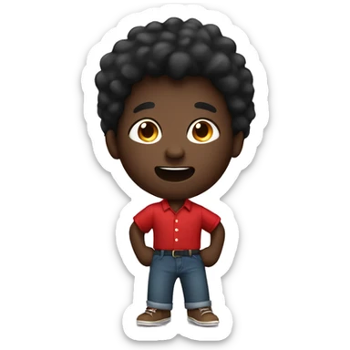Black skin boy on a red big shirt and brown big trouser singing   sticker