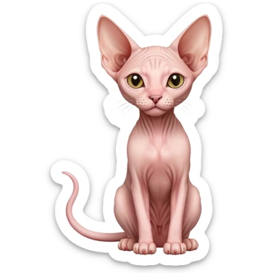 pink sphynx hairless cat full body sitting sticker