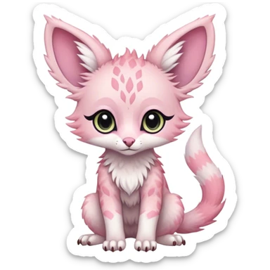 Feral Rare Fantasy cute pastel pink Vernid-Trico-species by LiLaiRa, random markings, tufted ears, full body sticker