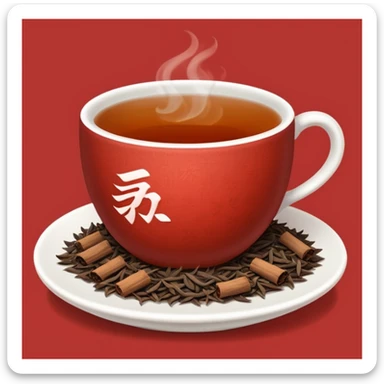 iPhone emoji icon of Pu-erh tea, red background sticker