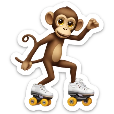 monkey on rollerskates sticker