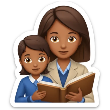educator or speech therapist with child, who helps child with lessons or reading books sticker