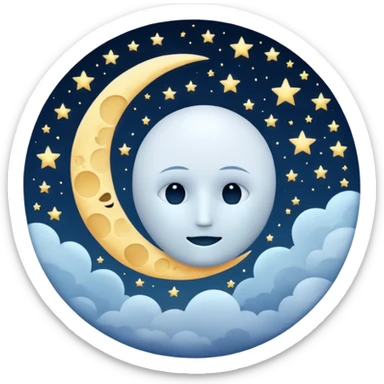 serene night sky with moon and stars, circular avatar, moon without a face sticker
