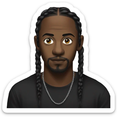 Kendrick Lamar with braids no facial hair in a black t-shirt make him wae sticker
