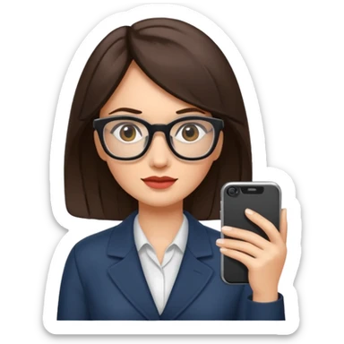 journalist brunette woman with glasses sticker