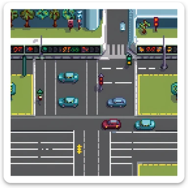 city street with road and traffic lights sticker