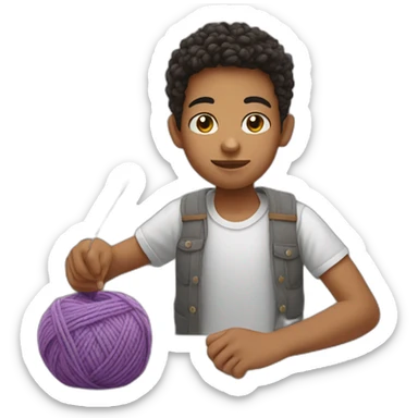 Mixed race boy knitting a shirt sticker