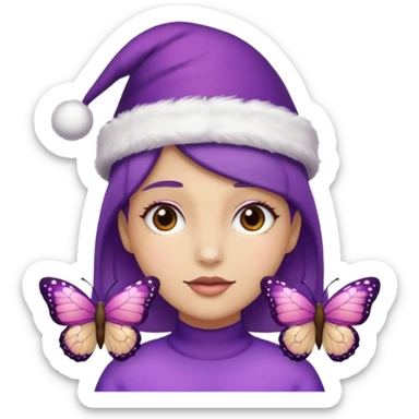 Purple butterfly,Christmas Hat sticker