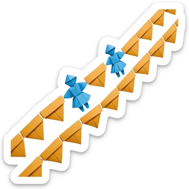 3D render of Paper Doll Chain entirely of folded origami paper, sharp creases, cardboard texture, matte finish, visible paper grain, craft aesthetic,emoji style, isolated on white background --v 6.0 sticker