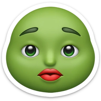 Can you make a green emoji. the eyes look to the side. with a pouting lips sticker
