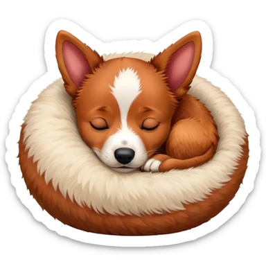 Sleeping red heeler puppy curled up in a ball sticker