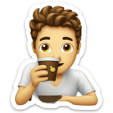 Emoji tomando un cafe sticker