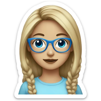 girl with cat and blue glasses sticker