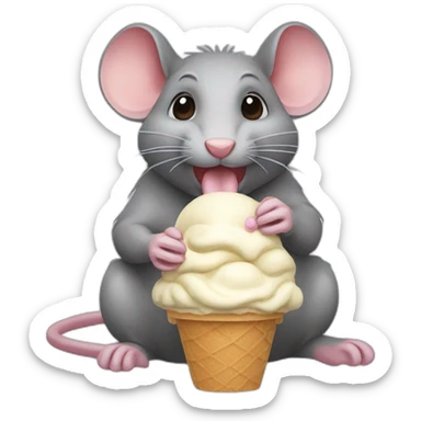 Rat eating ice cream sticker