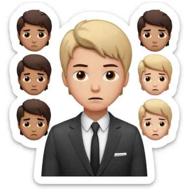 a liittle tired and frustrated entepreneur (only his face). with suit and only a little bit emotional face. young entepreneurs with various suits, but in classic colours. various hair sticker