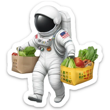 Astronaut carrying groceries  sticker