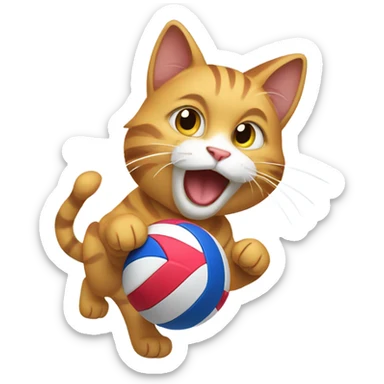 Cat playing volleyball sticker
