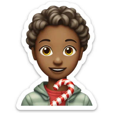 Girl with a candy cane sticker
