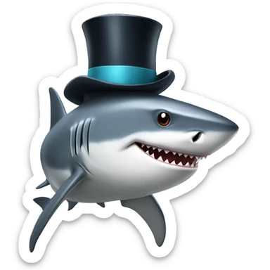 Shark with a top hat sticker