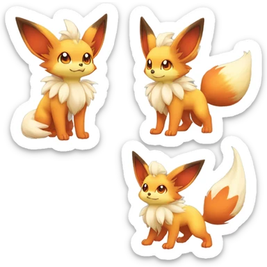  Fennekin-Flareon—Vulpix-Fakemon Full body sticker