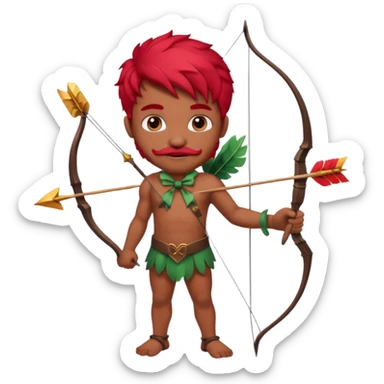 Black cupid with red hair and mustache sticker