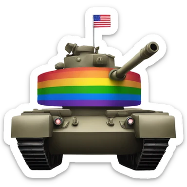 A tank with a rainbow flag sticker