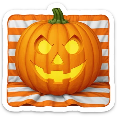 Pumpkin carving on a red gingham blanket  sticker