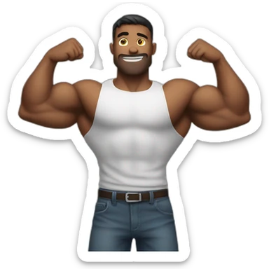 muscular guy flexing sticker