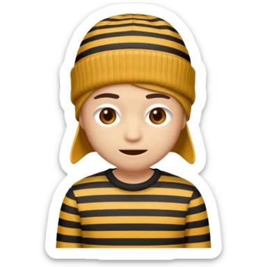 system emoji of a thief, wearing a striped shirt and beanie, neutral, simple, no text sticker