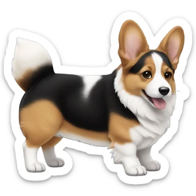 Corgi puppy black white and brown fur mix sticker