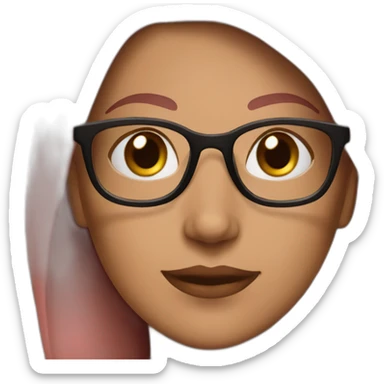 Women, white, brown-rose hair, Latin women, glasses pink sticker