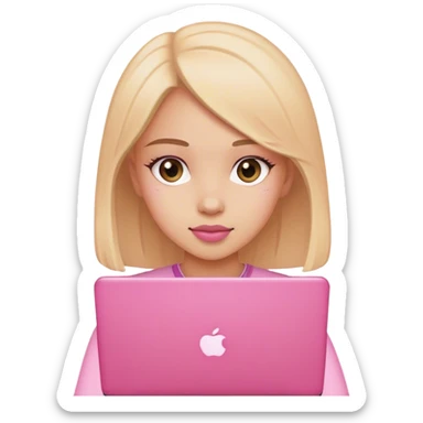 Girl with pink laptop  sticker