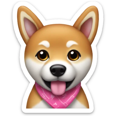 I want a potcast microphone but it has the ears of a shiba dog with a pink bandana in the neck  sticker
