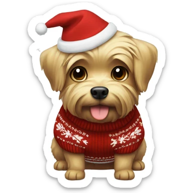 Yorkshire dog wearing chistmas sweater  sticker