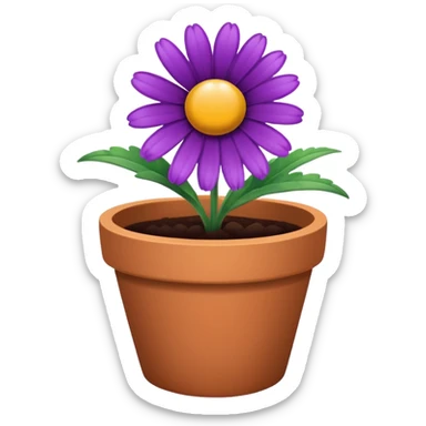 single purple daisy flower pot sticker