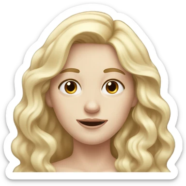 Woman, white skin, pale skin, long hair, blonde hair, wavy hair, losing weight sticker