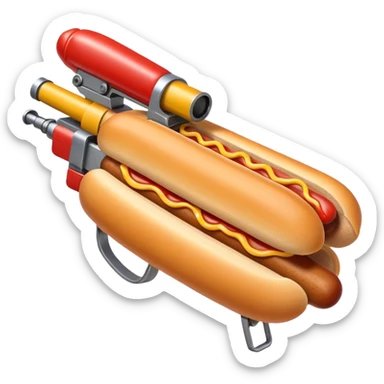 hotdog with machine gun sticker