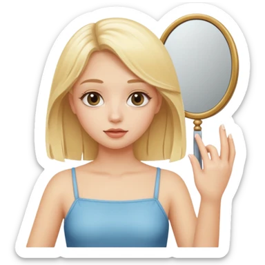 blonde girl taking mirror selfie sticker