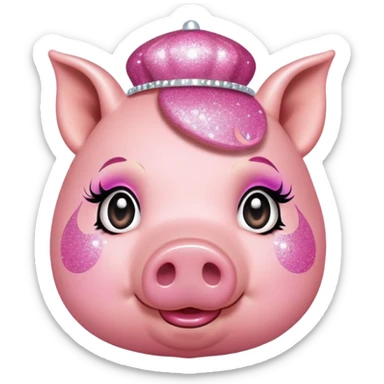 drag queen pig glitter pink sticker