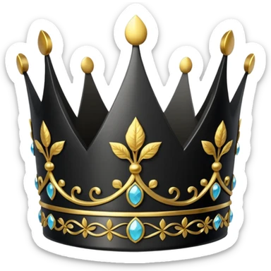 eine schwarze krone mit ein wenigen verzirten goldblätter  sticker