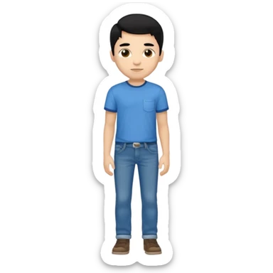 light skin black hair boy full body sticker