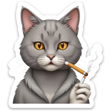 cat with cigarette in mouth staring intensely sticker