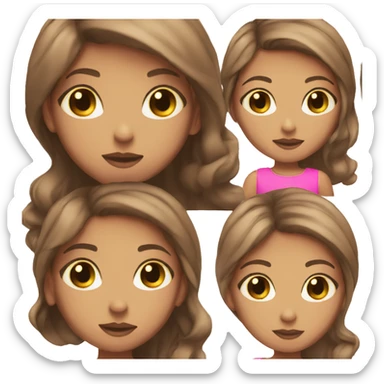 make a girl with 2a hair brown eyes with a pink top sticker