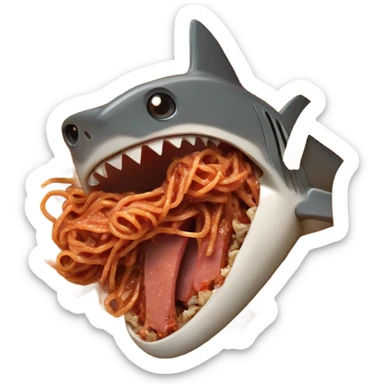 shark eating spaghetti bolognaise  sticker