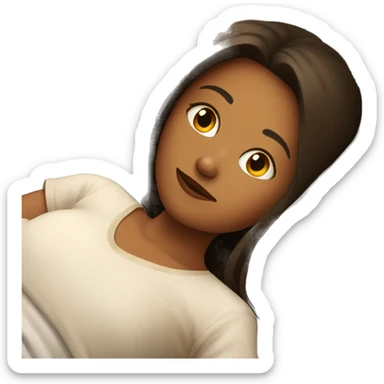 A Girl laying in bed on iPad  sticker