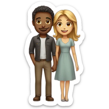 Man and women romantic sticker