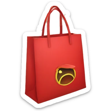 bolso rojo de compras con simbolo de promocion en el centro sticker