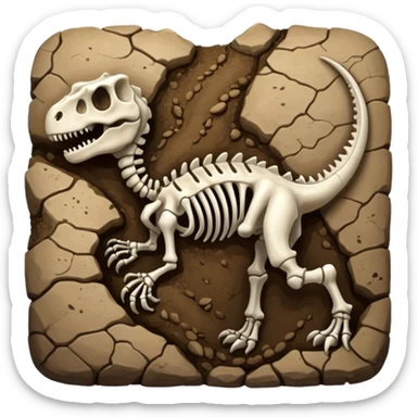 Dinosaur skeleton in soil sticker