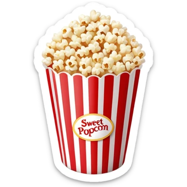 minimalist sweet popcorn in a red and white vertically striped package, simple clean design, fewer details sticker