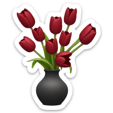 Dark red tulips vase sticker